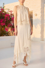 Load image into Gallery viewer, V-Neck Ruffle Waist Tank Top & Skirt Set – Elegant Hollow-Out Two-Piece