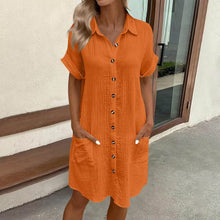 Load image into Gallery viewer, Women's Casual Loose Short-Sleeve Midi Shirt Dress – Button-Down