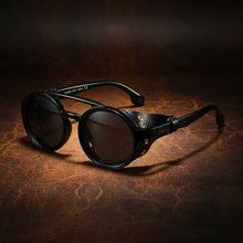 Load image into Gallery viewer, Retro Round Leather Frame Sunglasses – Vintage Fashion Eyewear