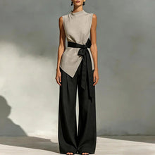 Load image into Gallery viewer, Women's Lace-Up Sleeveless Top & Wide-Leg Pants Set