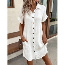 Load image into Gallery viewer, Women's Shirt Dress – V-Neck Button-Front A-Line Dress