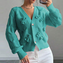 Load image into Gallery viewer, Women's Bow Cropped Cardigan