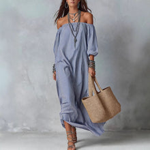 Load image into Gallery viewer, Women's Striped Loose-Fit Flared Maxi Dress – Holiday & Vacation