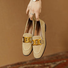 Load image into Gallery viewer, Women's Retro Metal Buckle Suede Loafers – Platform Chunky Heel Slip-On