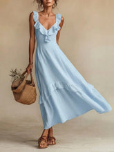 Load image into Gallery viewer, Sleeveless Ruffle Detail High-Waist Maxi Dress – 7 Colors, S–3XL