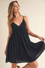 Load image into Gallery viewer, Ruched Plunge Mini Cami Dress For Women – Sexy Plunging Neckline, Sculpted Fit, Trendy and Flattering Design for Special Occasions