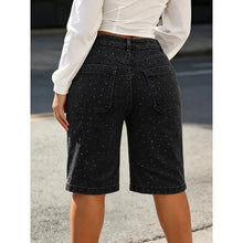 Load image into Gallery viewer, Women's Rhinestone-Embellished Denim Shorts – Loose Fit Straight-Leg with Belt