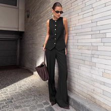 Load image into Gallery viewer, Women's Elegant Sleeveless Vest & Wide-Leg Pants Set – Office 2-Piece