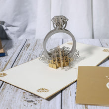 Load image into Gallery viewer, 3D Laser-Cut Engagement Card: Red Heart & Romantic Silhouette