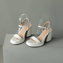 Load image into Gallery viewer, Women's Round Toe Chunky Heel Sandals – Buckle Strap Block Heel