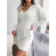 Load image into Gallery viewer, Women’s V-Neck Bodycon Sweater Dress