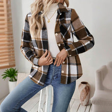 Load image into Gallery viewer, Checkered Fleece-Lined Shacket with Chest Pockets