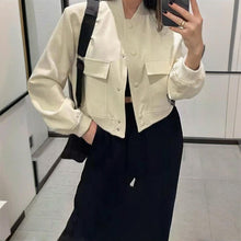 Load image into Gallery viewer, Women's Solid Color Long Sleeve Baseball Jacket