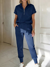 Load image into Gallery viewer, Athleisure Knit 3/4 Sleeve T-Shirt & Pants Set – 3 Colors, S–3XL