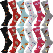 Load image into Gallery viewer, 30-Pairs Women's Fun Patterned Cotton-Blend Crew Socks Assorted Pairs