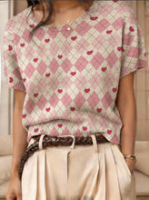 Load image into Gallery viewer, Women's Retro Short-Sleeve Jacquard Knit Top