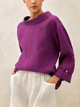 Load image into Gallery viewer, 100% Linen Draped Neck Top HOLLIS