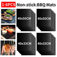 Load image into Gallery viewer, 1-6pcs BBQ Grill Mat Non-stick Mat Heat Resistant Grill Mat Outdoor Baking Reusable Barbecue Party Mat 40x50cm Grill Accessories Barbecue Grill Mat Reusable Baking Mat BBQ Sheet Non-Stick for Electric Gas and Charcoal Barbecue Accessories
