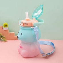 Load image into Gallery viewer, 800ML Water Bottle for Kids with Straw Mug Cup Bear Summer Outdoor Sport Plastic Girls School Cute Drinking Cup Bear Water Bottle with Straw and Strap Cute Water Bottles for Kids Drinking Water Bottles Portable Leak Proof