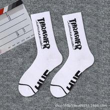 Load image into Gallery viewer, 1 Pair Brand New Fashion Pure Cotton Black White Crew Unisex Socks Sports High Skateboard Blaze Street Wear Happy Long Warm Winter And Autumn Socks For Men And Women