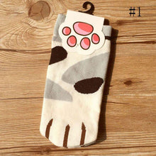 Load image into Gallery viewer, 1 pair New Lady Girls Summer Winter Candy Color Kawaii Cute Socks Cartoon Cute Cats Paw Kitty Claws Ankle Short Socks Cute Paw Casual Ankle Socks For Men And Women