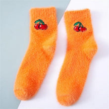 Load image into Gallery viewer, 1 pairs Thermal Fluffy Socks Autumn-Winter New Year Socks New Fashion Warm Avocado Cherry Eggplant Socks Warm Ankle Socks Winter Socks For Men And Women