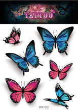 Load image into Gallery viewer, 1 Pc Butterfly 3D Temporary Tattoo 52 Style Waterproof Butterfly Tattoos Stickers Temporary Colorful Design For Womens