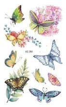 Load image into Gallery viewer, 1 Pc Butterfly 3D Temporary Tattoo 52 Style Waterproof Butterfly Tattoos Stickers Temporary Colorful Design For Womens