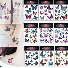 Load image into Gallery viewer, 1 Pc Butterfly 3D Temporary Tattoo 52 Style Waterproof Butterfly Tattoos Stickers Temporary Colorful Design For Womens