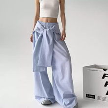 Load image into Gallery viewer, Loose Comfy Striped Lace-up Wide-leg Pants