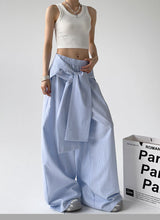Load image into Gallery viewer, Loose Comfy Striped Lace-up Wide-leg Pants