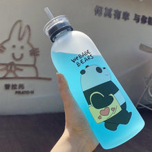 Load image into Gallery viewer, 1000ml Water Bottles Cute Panda Bear Cup With Straw Transparent Cartoon Water Bottle Drinkware Frosted Cup Leak-proof Plastic Straw Cartoon Frosted Leak Proof Panda Bear Pattern Transparent Water Cup Sports Drink Water Bottle