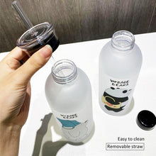 Load image into Gallery viewer, 1000ml Water Bottles Cute Panda Bear Cup With Straw Transparent Cartoon Water Bottle Drinkware Frosted Cup Leak-proof Plastic Straw Cartoon Frosted Leak Proof Panda Bear Pattern Transparent Water Cup Sports Drink Water Bottle
