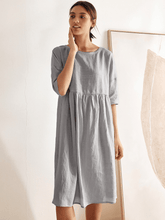 Load image into Gallery viewer, 100% Linen A-Line Midi Dress VALENCIA