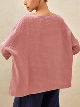 Load image into Gallery viewer, 100% Linen Gingham Checked Boatneck 3/4 Length Sleeve Top AURORA