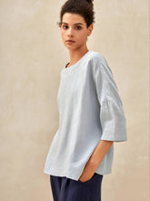 Load image into Gallery viewer, 100% Linen Boatneck 3/4 Length Sleeve Top AURORA