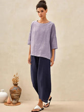 Load image into Gallery viewer, 100% Linen Boatneck 3/4 Length Sleeve Top AURORA