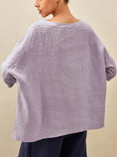 Load image into Gallery viewer, 100% Linen Gingham Checked Boatneck 3/4 Length Sleeve Top AURORA