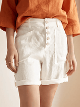 Load image into Gallery viewer, Linen Button-Fly Quarter Shorts LUCY
