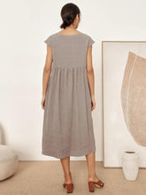 Load image into Gallery viewer, Linen Striped Cap Sleeve Washed Maxi Dress JOAN