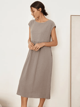 Load image into Gallery viewer, Linen Striped Cap Sleeve Washed Maxi Dress JOAN