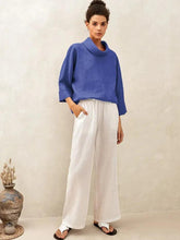 Load image into Gallery viewer, 100% Linen Dropped Collar Long-Sleeve Top TRISTAN