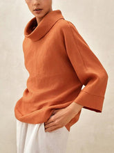 Load image into Gallery viewer, 100% Linen Dropped Collar Long-Sleeve Top TRISTAN