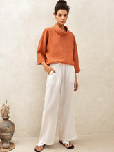 Load image into Gallery viewer, 100% Linen Dropped Collar Long-Sleeve Top TRISTAN