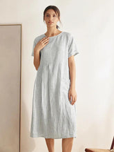 Load image into Gallery viewer, 100% Linen Pinstripe Paneled Short-Sleeved Dress MORGAN