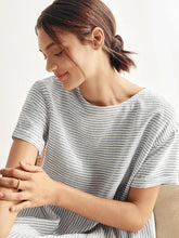 Load image into Gallery viewer, 100% Linen Pinstripe Paneled Short-Sleeved Dress MORGAN