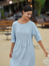 Load image into Gallery viewer, 100% Linen A-Line Midi Dress VALENCIA