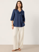 Load image into Gallery viewer, 100% Linen Asymmetric Collar Inverted Pleat Top OTTILIE