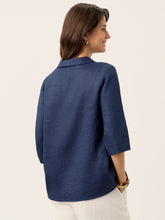 Load image into Gallery viewer, 100% Linen Asymmetric Collar Inverted Pleat Top OTTILIE