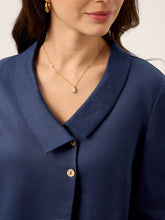 Load image into Gallery viewer, 100% Linen Asymmetric Collar Inverted Pleat Top OTTILIE